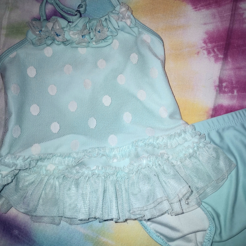 Girls, light teal, 9 mo., swim suit